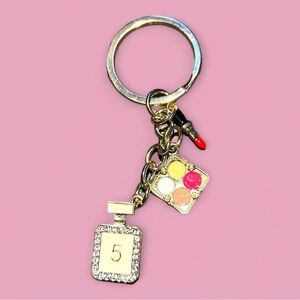 Rhinestone Fashion Lipstick, Perfume Bottle, Makeup Pallet Bag Charm/Key Chain